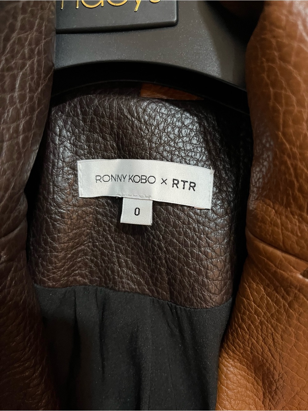 Colorblock Faux-Leather Long Coat in Brown, Dark Brown & Cream - Picture 7 of 9
